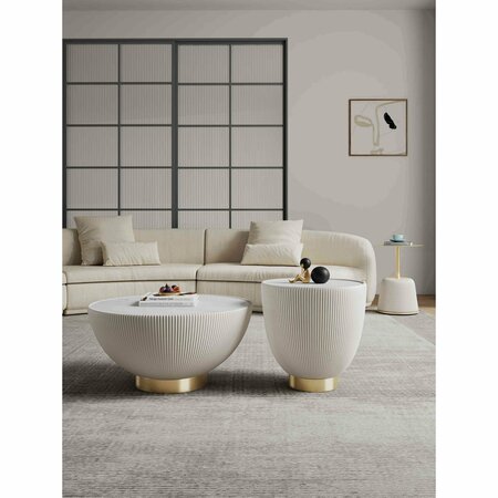 MANHATTAN COMFORT Anderson Coffee Table, End Table 1.0, and End Table 2.0 in Cream - Set of 3 3-AT01-CR